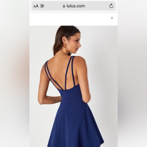 Love Galore Navy Blue Strappy Sleeveless Skater Dress - Picture 2 of 7